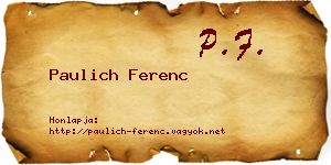 Paulich Ferenc névjegykártya